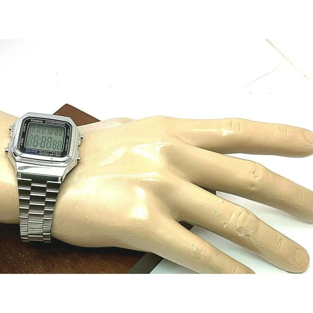Casio Men's Watch A178WA-1A Silver Stainless Steel 34mm Digital Quartz 3234